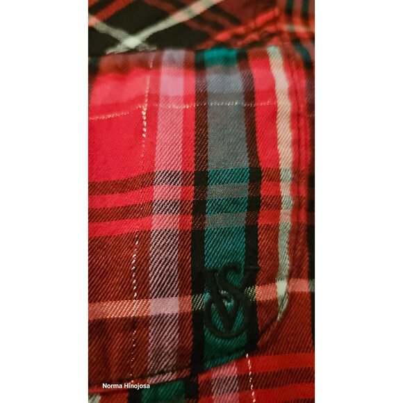 Victorias Secret Red Plaid Button-Up Pajama Shirt XL - Picture 3 of 6